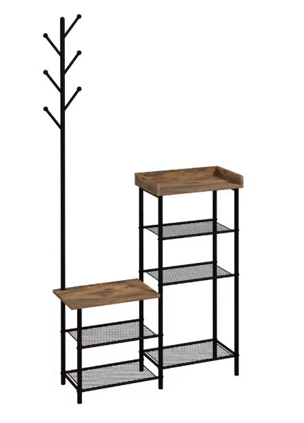 Porte-manteau avec étagères – Design industriel