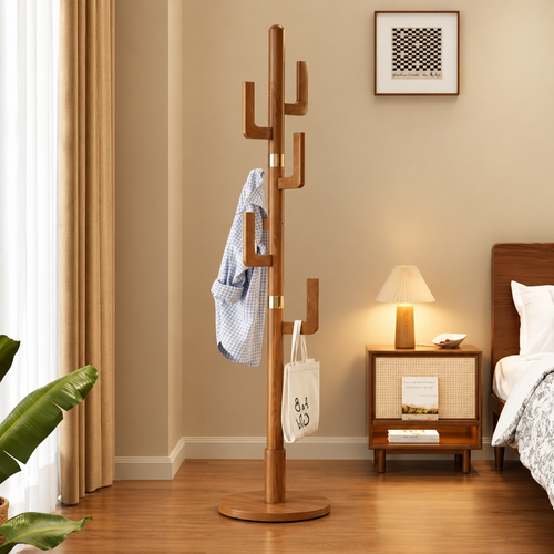 Porte-manteau cactus sur effet bois au design naturel