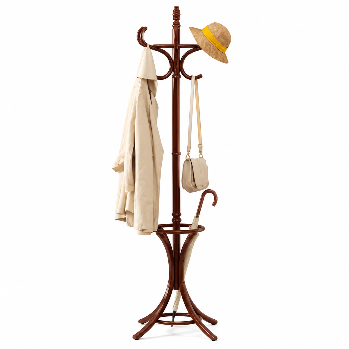 Porte-manteau perroquet en bois au style classique