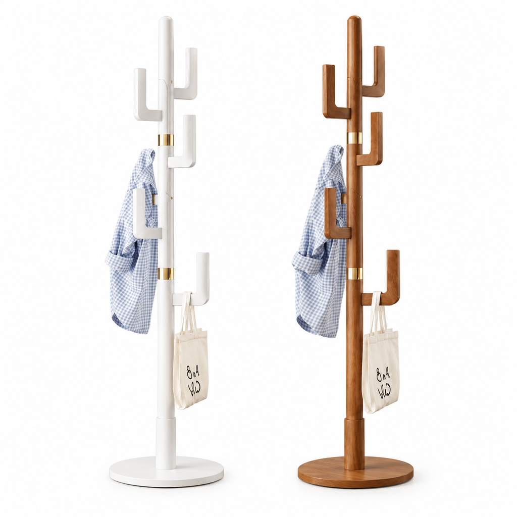 Porte-manteau cactus sur effet bois au design naturel